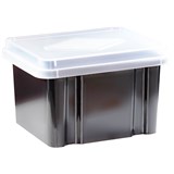 ITALPLAST GREENR RECYCLED FILE STORAGE BOX 32 LITRE BLACKCLEAR LID