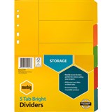 MARBIG DIVIDER MANILLA 5TAB A4 BRIGHT ASSORTED
