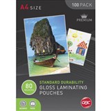 GBC LAMINATING POUCH GLOSS 80 MICRON A4 CLEAR PACK 100