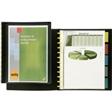 MARBIG KWIK ZIP DISPLAY BOOK REFILLABLE INSERT COVER 10 POCKET WITH DIVIDERS A4 BLACK