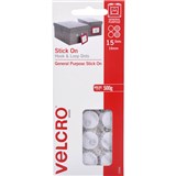 VELCRO BRAND STICKON HOOK AND LOOP DOTS 16MM WHITE PACK 15