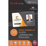 GBC LAMINATING POUCH 125 MICRON 54 X 86MM CLEAR PACK 100