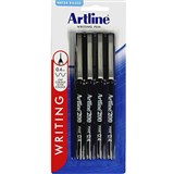 ARTLINE 200 FINELINER PEN 04MM BLACK PACK 4