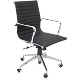 RAPIDLINE PU605M EXECUTIVE CHAIR MEDIUM BACK ARMS CHROME FRAME PU BLACK