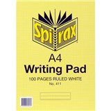 SPIRAX 411 WRITING PAD 8MM RULED A4 100 PAGE