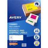 AVERY 35977 L7163FO HIGH VISIBILITY SHIPPING LABEL LASER 14UP FLUORO ORANGE PACK 25