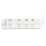 ITALPLAST POWERBOARD 4 OUTLET INDIVIDUAL SWITCHES 1M WHITE