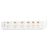 ITALPLAST POWERBOARD 6 OUTLET INDIVIDUAL SWITCHES 1M WHITE