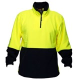 PRIME MOVER MF115 HIVIS POLAR FLEECE JUMPER LONG SLEEVE 14 ZIP 2TONE YELLOW NAVY MEDIUM