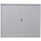 STEELCO TAMBOUR DOOR CABINET 2 SHELVES 1015H X 1200W X 463D MM WHITE SATIN