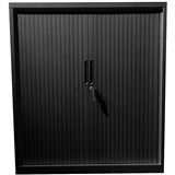 STEELCO TAMBOUR DOOR CABINET 3 SHELVES 1200H X 1200W X 463D MM BLACK SATIN