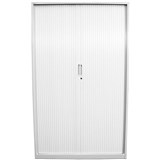 STEELCO TAMBOUR DOOR CABINET 3 SHELVES 1200H X 1200W X 463D MM WHITE SATIN