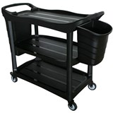 CLEANLINK UTILITY TROLLEY 3 TIER WITH BUCKETS BLACK