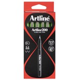 ARTLINE 200 FINELINER PEN 04MM LIME GREEN BOX 12
