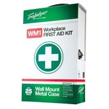 TRAFALGAR WORKPLACE FIRST AID KIT METAL CASE WALL MOUNT