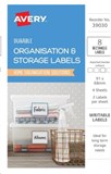 AVERY 39030 ORGANISATION AND STORAGE LABELS RECTANGLE 91 X 68MM WHITE PACK 8