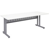 RAPID SPAN C LEG DESK WITH METAL MODESTY PANEL 1500 X 700MM WHITESILVER