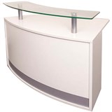 RAPIDLINE MODULAR RECEPTION COUNTER WITH GLASS SHELF 1339 X 872 X 935MM WHITE