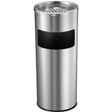 COMPASS STAINLESS STEEL LOBBY BIN WITH ASHTRAY 10 LITRE