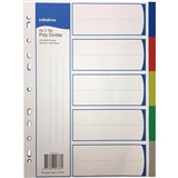 DIVIDERS PP 5 TAB A4 ASSORTED COLOURS
