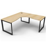 RAPID INFINITY DELUXE 1 PERSON LOOP LEG SINGLE SIDED CORNER WORKSTATION 1800 X 1500MM NATURAL OAK TOP  BLACK FRAME