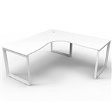 RAPID INFINITY DELUXE 1 PERSON LOOP LEG SINGLE SIDED CORNER WORKSTATION 1800 X 1800MM NATURAL WHITE TOP  WHITE FRAME