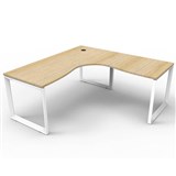 RAPID INFINITY DELUXE 1 PERSON LOOP LEG SINGLE SIDED CORNER WORKSTATION 1800 X 1800MM NATURAL OAK TOP  WHITE FRAME