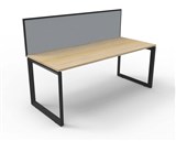 RAPID INFINITY DELUXE 1 PERSON LOOP LEG SINGLE SIDED WORKSTATION 1200 X 750 X 730MM GREY SCREEN NATURAL OAK TOP BLACK FRAME