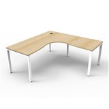 RAPID INFINITY DELUXE 1 PERSON PROFILE LEG SINGLE SIDED CORNER WORKSTATION 1500 X 1500 X 750 X 730MM NATURAL OAK TOP  WHITE FRAME