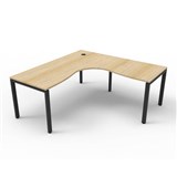 RAPID INFINITY DELUXE 1 PERSON PROFILE LEG SINGLE SIDED CORNER WORKSTATION 1800 X 1500 X 750 X 730MM NATURAL OAK TOP  BLACK FRAME