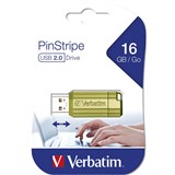 VERBATIM STORENGO PINSTRIPE USB FLASH DRIVE 20 16GB GREEN