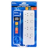 MOKI POWERBOARD 4 OUTLET WITH INDIVIDUAL SWITCHES 1M WHITE