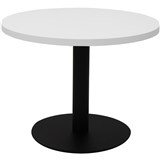 RAPIDLINE CIRCULAR COFFEE TABLE 600 X 425MM NATURAL WHITE TABLE TOP  BLACK POWDER COAT BASE