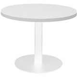 RAPIDLINE CIRCULAR COFFEE TABLE 600 X 425MM NATURAL WHITE TABLE TOP  WHITE POWDER COAT BASE