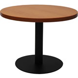 RAPIDLINE CIRCULAR COFFEE TABLE 600 X 425MM CHERRY COLOURED TABLE TOP  BLACK POWDER COAT BASE