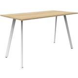 RAPIDLINE ETERNITY HIGH BAR TABLE 1800 X 750MM NATURAL OAK  WHITE SATIN