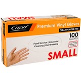 VINYL POWDER FREE GLOVES CLEAR BOX OF 100  SIZE SMALL
