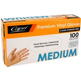 VINYL POWDER FREE GLOVES CLEAR BOX OF 100  SIZE MEDIUM