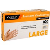 VINYL POWDER FREE GLOVES CLEAR BOX OF 100  SIZE LARGE