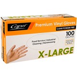 VINYL POWDER FREE GLOVES CLEAR BOX OF 100  SIZE XL