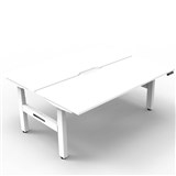 RAPIDLINE BOOST PLUS HEIGHT ADJUSTABLE DOUBLE SIDED WORKSTATION 1200 X 750MM NATURAL WHITE TOP  WHITE FRAME