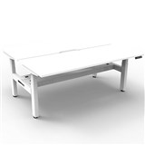RAPIDLINE BOOST PLUS HEIGHT ADJUSTABLE DOUBLE SIDED WORKSTATION WITH CABLE TRAY 1200 X 750MM NATURAL WHITE TOP  WHITE FRAME