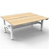 RAPIDLINE BOOST PLUS HEIGHT ADJUSTABLE DOUBLE SIDED WORKSTATION WITH CABLE TRAY 1800 X 750MM NATURAL OAK TOP  WHITE FRAME
