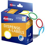 AVERY 937373 ROUND LABEL DISPENSER 24MM MULTI COLOURED RINGS BOX 300