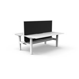 RAPIDLINE BOOST STATIC DOUBLE SIDED WORKSTATION WITH SCREEN AND CABLE TRAY 1200MM NATURAL WHITE TOP WHITE FRAME BLACK SCREEN