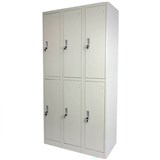 METAL LOCKER 6 DOOR 3 ROW WITH CAM LOCK 900 X 450 X 1850MM GREY
