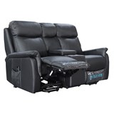 RAPIDLINE HOME ELEVATE ASCOT LOVE SEAT DUAL MOTOR MEDIUM LEATHER BLACK