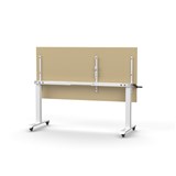 RAPIDLINE BOOST HEIGHT ADJUST FLIP TOP TABLE 1500 X 750 X 725MM NATURAL OAK TOP AND WHITE PC FRAME