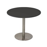 RAPIDLINE ESTILLO ROUND TABLE DISC BASE 1200 X 755MM BLACK TOP AND STAINLESS STEEL