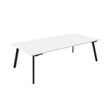 RAPIDLINE ETERNITY MEETING AND BOARDROOM TABLE RECTANGLE 2100 X 750 X 730MM WHITE TOP AND BLACK SATIN BASE
